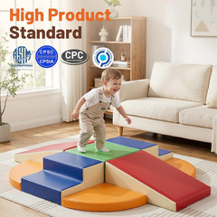 9-Piece Climbing Foam Blocks: Soft PU Leather – Baby Climb and Crawl Activity Bl