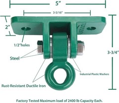 2400 lb Capacity Heavy Duty Swing Hangers for Wooden Sets Playground Porch In…