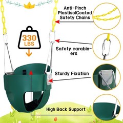 High Back Full Bucket Toddler Swing Seat with 3- Point Adjustable Safety Harn…