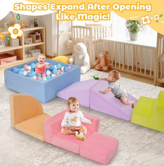 Yexmas 7-Piece Soft Foam Climbing Toys Set with Ball Pit – Multicolor – New