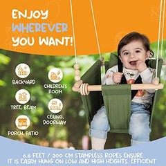 Indoor Outdoor Baby Swing with 3-Point Harness and Hardware for Ceiling, Green