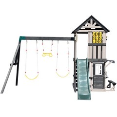 Giant Wooden Kids Swing Slide Set Playhouse,Kitchen,Rock Wall Playground Outdoor