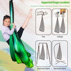 Sensory Swing for Kids & Adults Holds 300lbs Indoor & Aurora Green