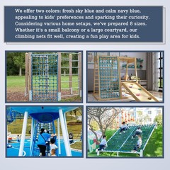 Polyester Climbing Net Sky Blue 3ft x 6ft 8 Sizes Indoor/Outdoor Treehouse Gym
