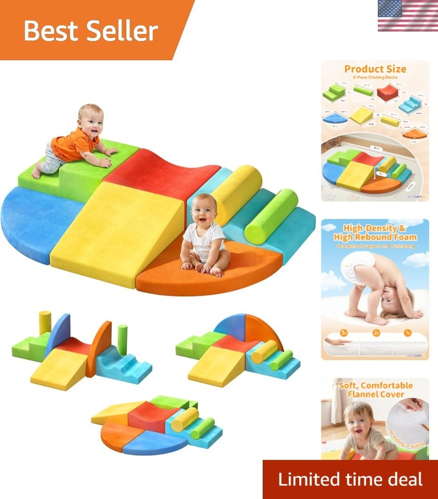 Foam Climbing Block Set for Toddlers, 8-Piece Soft Climbing Toy | Extra Large…
