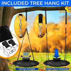 Serenelife 40″ Outdoor Saucer Swing Set with Universal Hanging Kit, Black