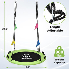 Tree Swing, Saucer Swing 40 Inch for Kids, 900Lbs Weight Capacity, with Adjustab