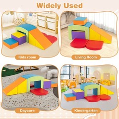 6 PCS Multi-color Climb and Crawl Activity Playset w/Tunnel Slide Stairs & Ramp