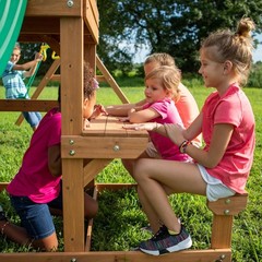 BACKYARD DISCOVERY TUCSON Cedar Wooden Swing Set Kids Outdoor Playground Slide