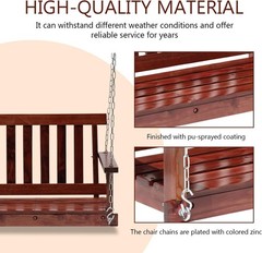 Wooden Porch Swing Heavy Duty 800lb Weight Capacity Swing Bench w/Hanging Chains