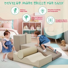7-Piece Kids Indoor Climbing Foam Toys,Soft PU Toddler Crawl Activity Play Set
