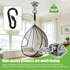 Heavy Duty Swing Hangers Kit w/Snap Hooks for Indoor/Outdoor Ceiling Mounts