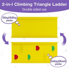 Kids Triangle Climber with Ramp 3-in-1 Indoor Toddler Climbing Ladder Slide Wood