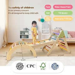 Foldable Pikler Triangle Climbing Toy with Slide for 5-IN-1 Climbing Toy