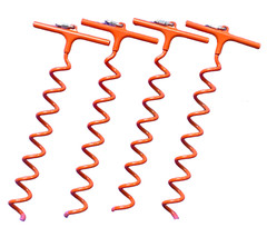 4 Spiral Ground Anchors – Screw in Ground Stakes 18″ – for Trampoline and more