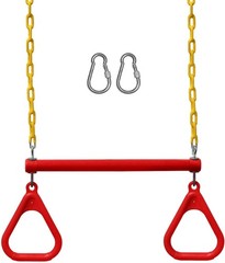 Red Kids Swing Set Accessories with 18″ Trapeze Bar & 48″ Chains