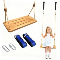 500LBS Waterproof Wooden Swing Seat Hermetic Oil Sealing for Outdoor Burlywood
