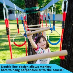 Double Ninja Slackline Obstacle Course for | 110 Foot Line | Monkey Bars Play…