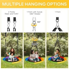 40 Inch Saucer Swing 700LBS Heavy Duty Round Tree Swing 360 Degree Spin Disc