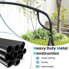 Metal Swing Frame, Porch Swing Stand with Extra Side Bars, 3-Ring Design, Heavy