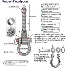 4 Heavy Duty Swing Hangers Permanent Anti Rust Bearing, 180 Swing Hardware, 1…