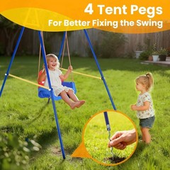 4-in-1 Toddler Swing Set,Indoor/Outdoor Baby Swing with Metal Stand Hoop Belt