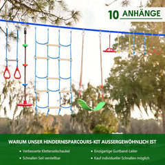 Kids Ninja Obstacle Course – 10 Durable Challenges & 60′ Slackline Set
