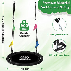 Saucer Swing, 48 Inch Larger Swing Sets for Backyard and Outdoor Playground, 900
