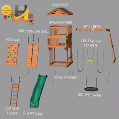 Backyard Discovery Sterling Point Outdoor Playground Set W/ Elevated Clubhouse,