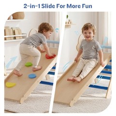 8-in-1 Wooden Climbing Set for Toddlers with Cushion, Foldable Montessori Ind…
