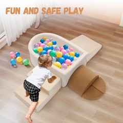 Asweets 6Pc Foam Climbing Blocks & Ball Pit for Toddlers Indoor Soft Play Set