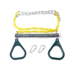 18” Trapeze Swing Bar Rings 48” Heavy Duty Plastic Coated Chains Swing Set …