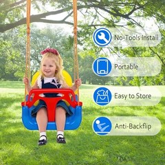 3-in-1 Convertible Kids Swing Seat with Detachable High-Back Support, Navy
