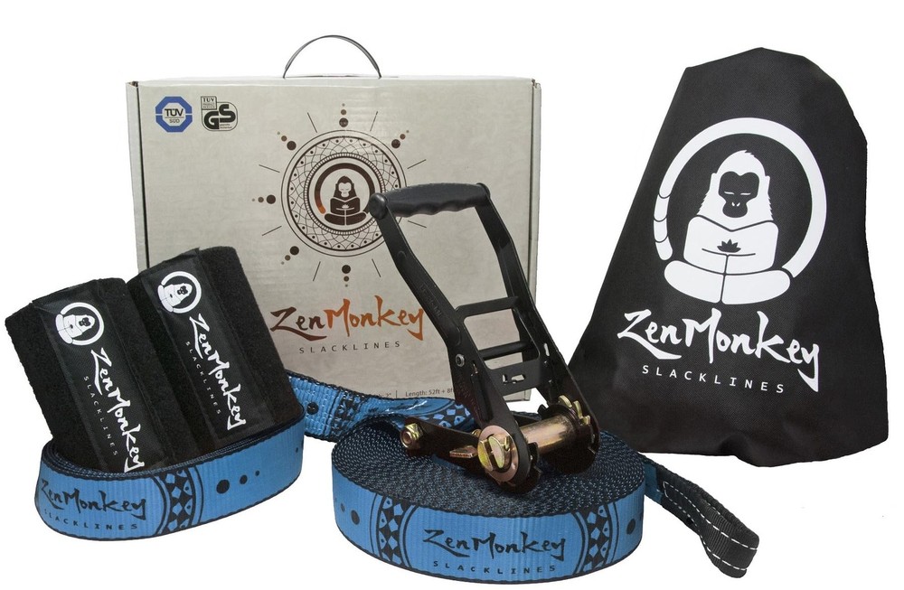 ZenMonkey Slackline Kit with Tree Guards, Fabric Carrying Bag and Instructio…