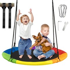 40 Inch Saucer Tree Swing for Kids Outdoor, Multicolor