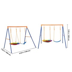 Uimoso Swing Sets for Backyard 1 Saucer 1 Belt Swing Seat A-Frame Metal Stand