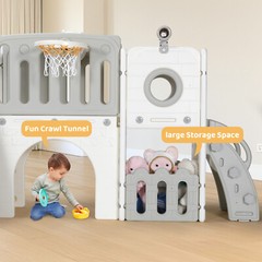 9 in 1 Toddler Slide Kids Climber Playset Indoor Outdoor Slide Playset for 3+