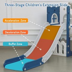 LulliSpace 6 in 1 Toddler Slide,Kids Climber Slider for Indoor Outdoor Blue