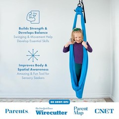 Sensory Swing for Kids & Adults – Holds 300lbs, 110″ Swing + No Swivel Blue