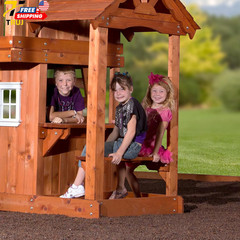 Tanglewood Cedar Wood Swing Set with Wave Slide Clubhouse Playhouse Coveree NEW