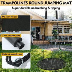 Black Round Saucer Swing with Handles -Made of Sturdy Frame,PP Mat,Adjustable…