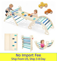 9 in 1 Wooden Indoor Climbing Set Toddler Montessori Climber Arch Ramp Ladder Fo