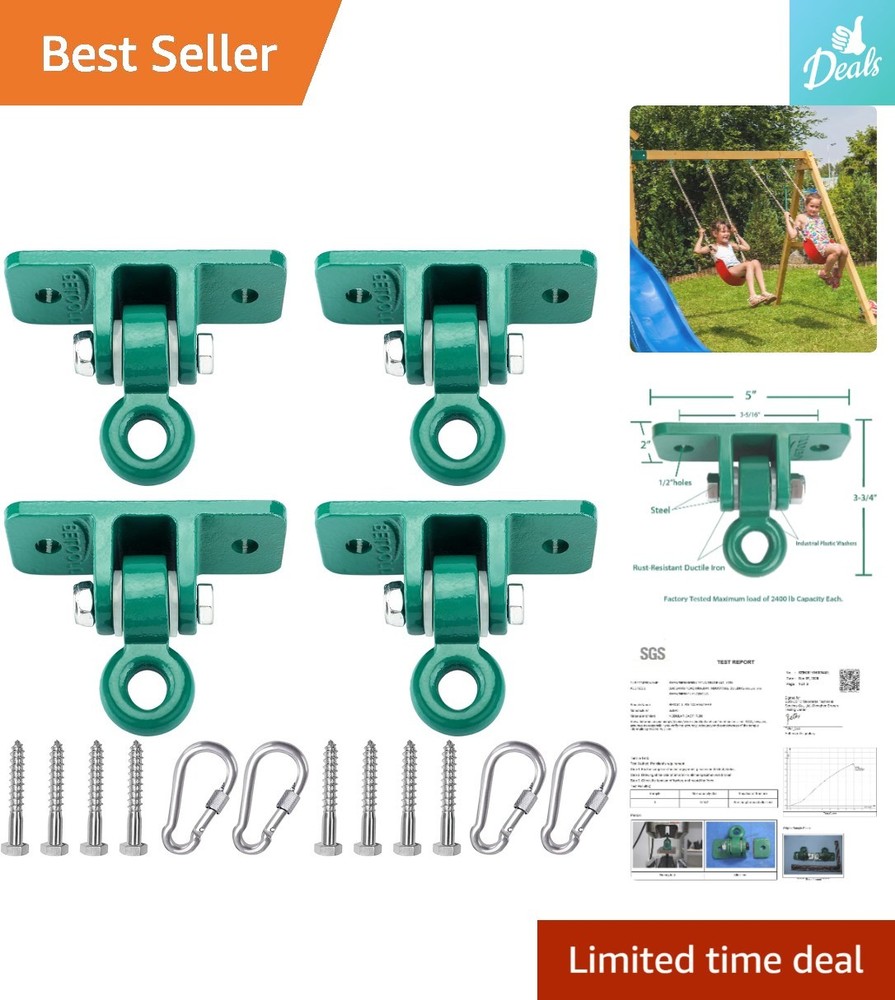 Industrial Swing Hanger Set- 4 High Capacity Units for Sturdy Playground Swings