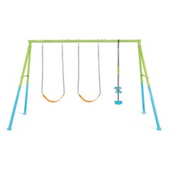 Three Feature Colored Playground Swing Set w/ Trapeze Bar, Multicolor(For Parts)