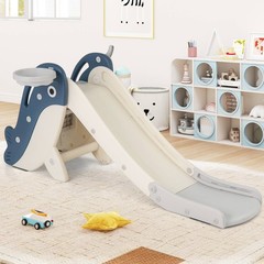 4-in-1 Toddler Slide Playground w/ Basketball Hoop Ball Ring Toss Climbing