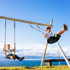 ROPECUBE Black Heavy-Duty Ergonomic Rope Tree Swing – Adults & Kids Adjustable