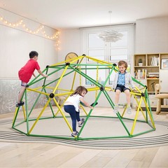Costway 10 FT Climbing Dome with Swing Outdoor Kids Play Jungle Gym