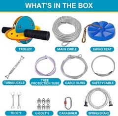 Zip Line Kit for Kids and Adults Outdoor, UFO Trolley 75/100/120/150ft Ziplin…