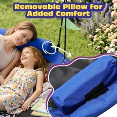 Deluxe Blue Tree Swing with Comfort Pillow, 900lbs Capacity for Kids & Family