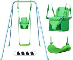 2-in-1 My First Toddler Swing Set for Backyard, Baby Indoor/Outdoor Swing wit…